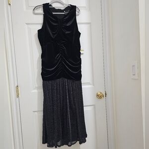 Maison Tara Black and Silver Midi Dress